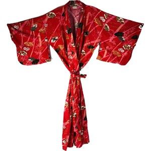 Kimono Long Red and Pink Cotton Made in Japan